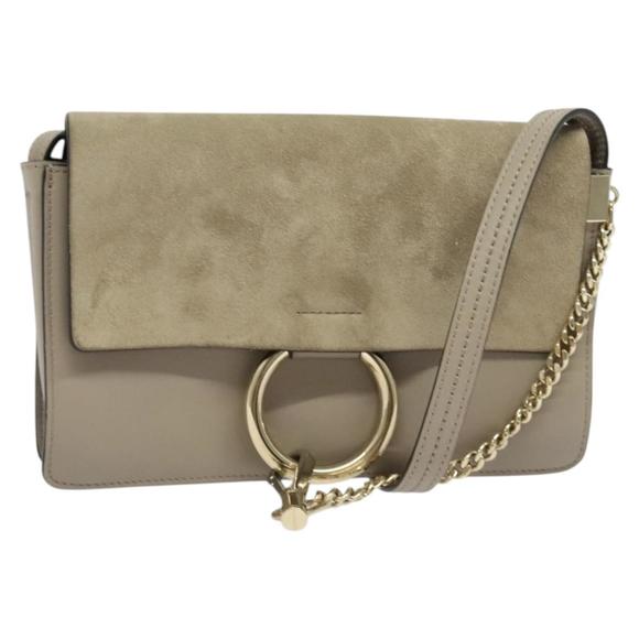 Chloe Handbags - Chloe Fay Shoulder Bag Leather Greige Gold Auth BA4020